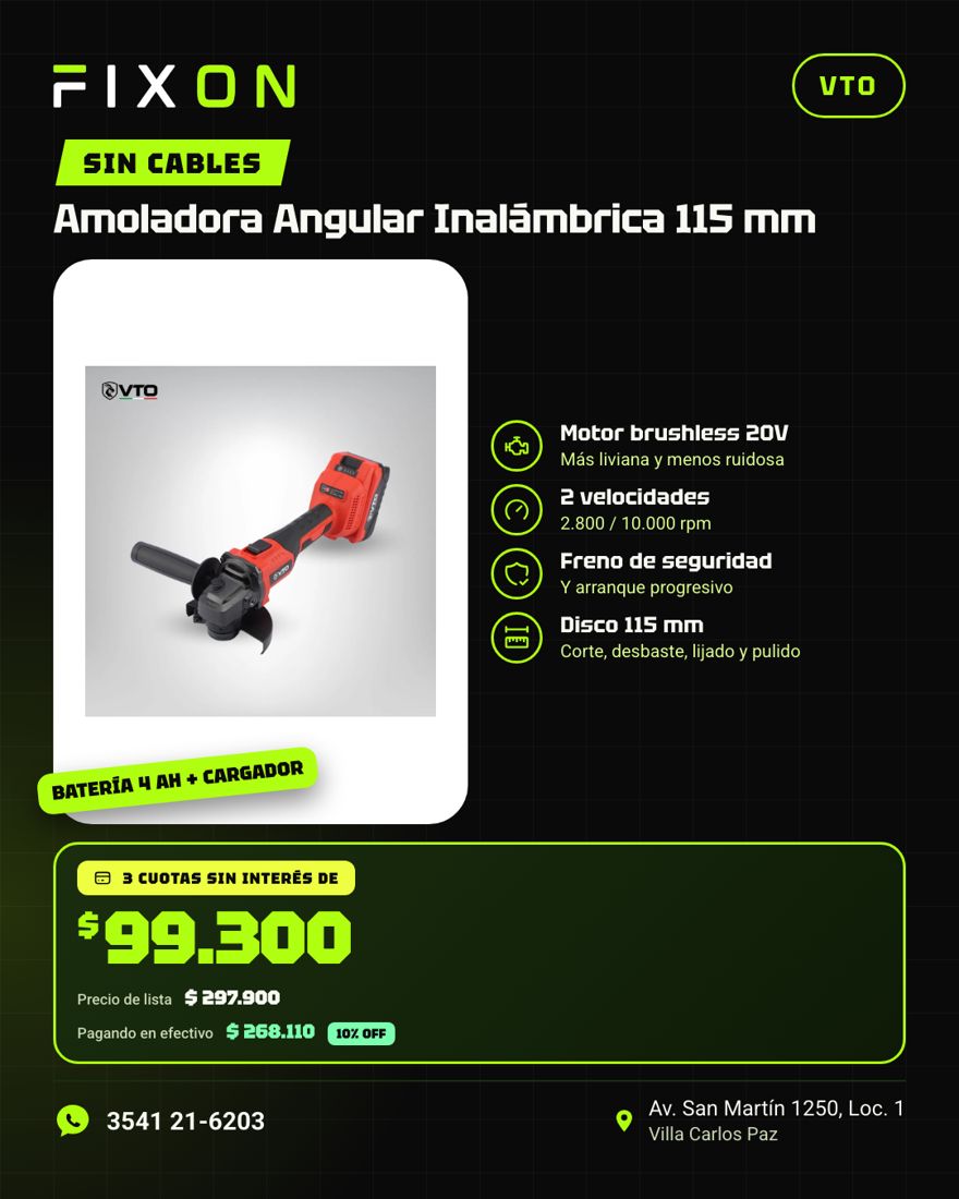 Amoladora VTO 115 mm